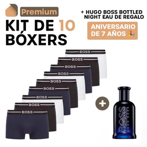 Kit de 10 Bóxers + Hugo Boss Bottled Night Eau