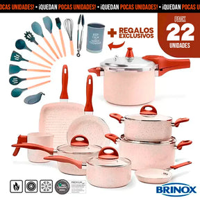 Juego Completo 9 Ollas Ceramic Brinox® Life Smart Plus + 13 Utensilios de REGALO [LIQUIDACIÓN]