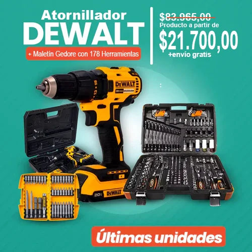 Atornillador Dewalt + Maletín Gedore con 178 Herramientas [ÚLTIMAS UNIDADES]